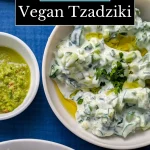 mediterranean tzatziki sauce, vegan greek sauce, vegetarian tzatziki, dairy free tzatziki, sour cream tzatziki, creamy vegan tzatziki, greek cucumber sauce, vegan tzatziki recipe, how to make vegan tzatziki sauce, easy vegan tzatziki, is tzatziki vegan