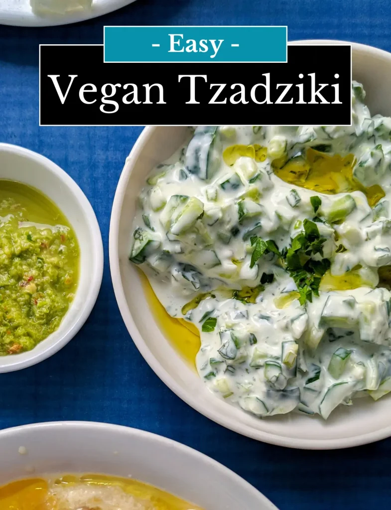 mediterranean tzatziki sauce, vegan greek sauce, vegetarian tzatziki, dairy free tzatziki, sour cream tzatziki, creamy vegan tzatziki, greek cucumber sauce, vegan tzatziki recipe, how to make vegan tzatziki sauce, easy vegan tzatziki, is tzatziki vegan