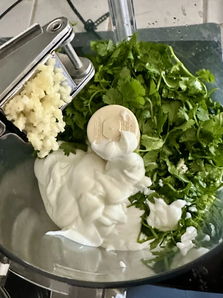 mincing garlic into food processor