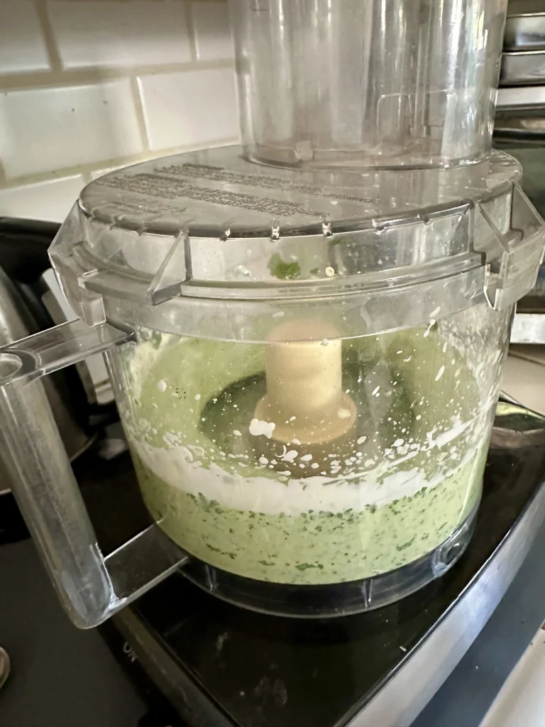 food processor blending ingredients