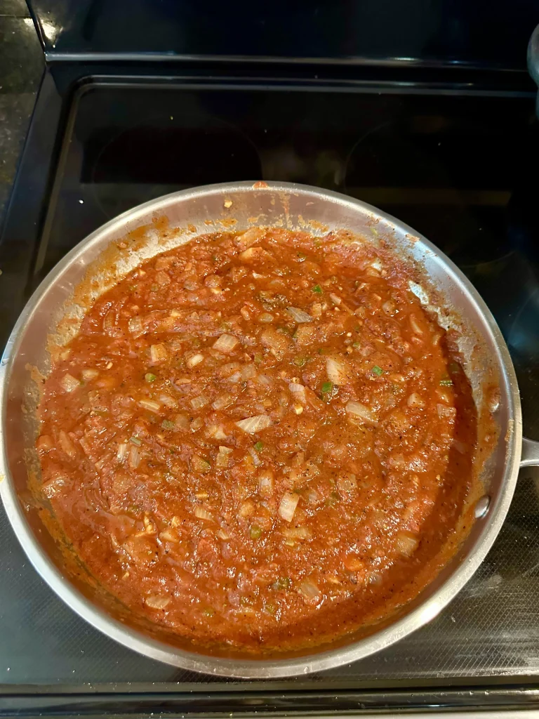 Simmering pap sauce